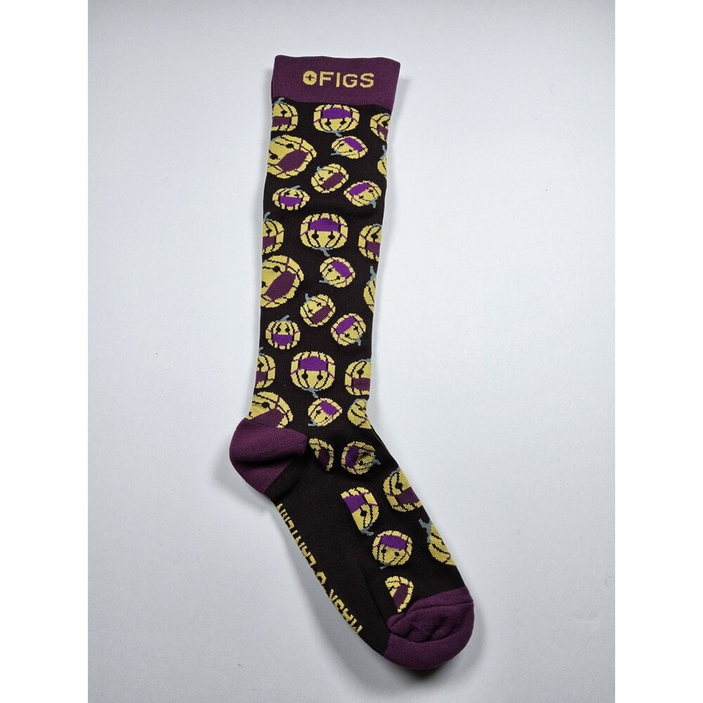 FIGS Compression Mask-O-Lantern Pumpkin Fall Halloween Nurse Medical Socks Sz L